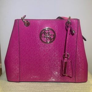Guess Leather Magenta Kamryn Embossed Purse